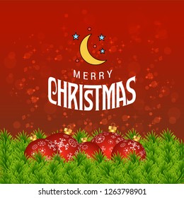 Merry Christmas card with red background and typography vector