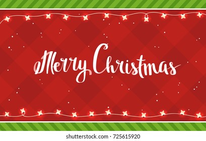 Merry Christmas - Christmas Card with Red Background and Lights