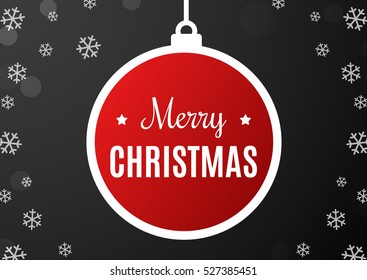 Merry Christmas Card. Red Template over Black Background. Happy New Year. Black space abstraction. Vector illustration.