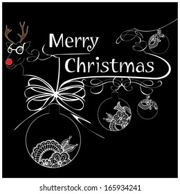 Merry Christmas card with reindeer 