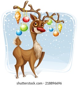 Merry Christmas card with Reindeer