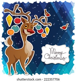 Merry Christmas card with reindeer