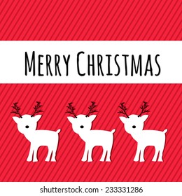 Merry Christmas Card with Reindeers. Vector Holiday Illustration
