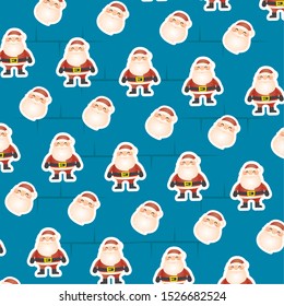 merry christmas card with santa claus pattern vector illustration design