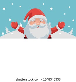 Merry Christmas card of Santa Claus spreading arms