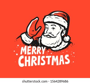 Merry christmas card. Santa Claus in the style of pop art. Vector illustration