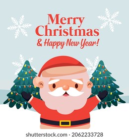 merry christmas card with santa claus .vector illustration