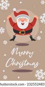 Merry Christmas Card Santa Claus Snow 9x16