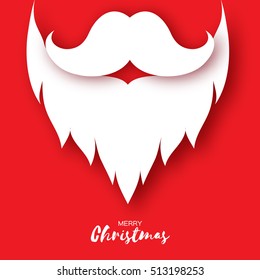 Merry Christmas card with Santa Claus beard and mustache