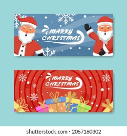 Merry christmas card with santa and gift box