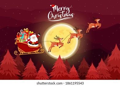 Merry Christmas card with Santa must ride a sleigh.