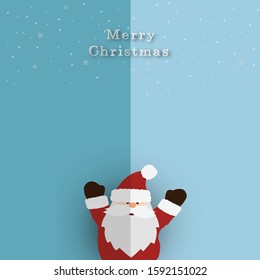Merry Christmas card with Santaclaus and snowfall. Blank copy space for your text. Vector illustration. 