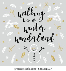 Merry Christmas card. Seasons Greetings. Vector illustration