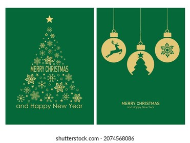 Feliz juego de tarjetas de Navidad. Elementos de Navidad con fondo verde