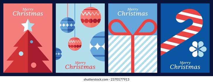 Merry Christmas card set with geometric and minimal style