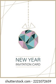 Merry Christmas card set with hand drawn elements. Doodles and sketches vector Christmas illustrations.Christmas card in business style. New Year's card with a ball in geometric style. Luxury postcard