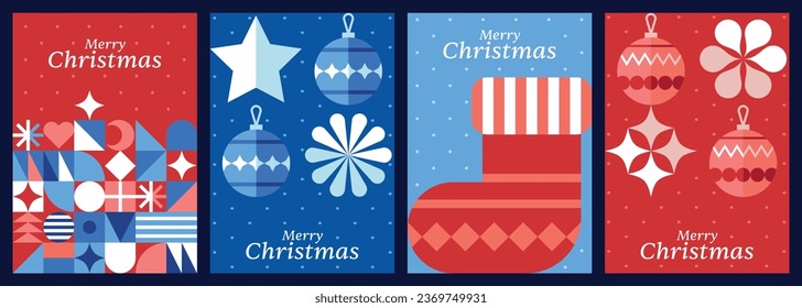 Merry Christmas card set, Christmas vector illustrations for covers, invitations or posters design