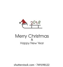 Merry Christmas card with sledge