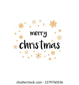 Merry Christmas card with snow decorations surrounding them