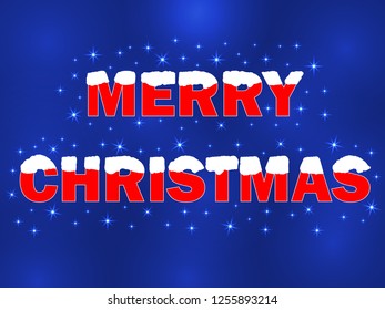 Merry Christmas card with snow on blue background The festival is held every December. Vector or illustration EPS10