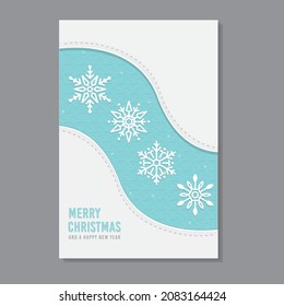 Merry Christmas Card Snowflake theme - white and turquoise color