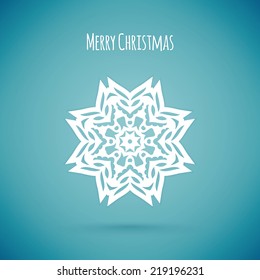 Merry christmas card with snowflake, vector illustration