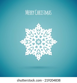 Merry christmas card with snowflake, vector illustration