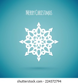Merry christmas card with snowflake, vector illustration