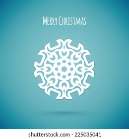 Merry christmas card with snowflake, vector illustration