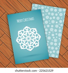Merry christmas card with snowflake, vector illustration