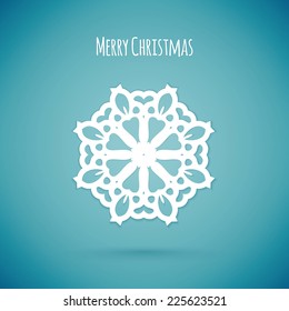 Merry christmas card with snowflake, vector illustration