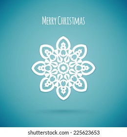 Merry christmas card with snowflake, vector illustration