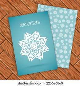 Merry christmas card with snowflake, vector illustration