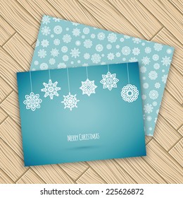 Merry christmas card with snowflake, vector illustration