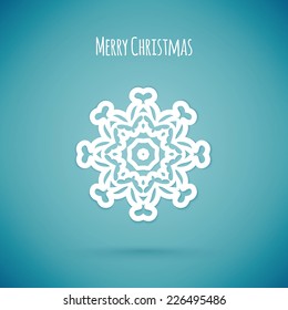 Merry christmas card with snowflake, vector illustration