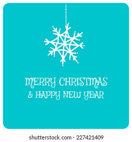 Merry Christmas card with snowflake, vector