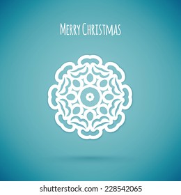 Merry christmas card with snowflake, vector illustration