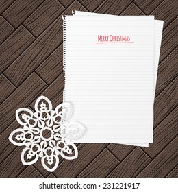 Merry christmas card with snowflake, vector illustration