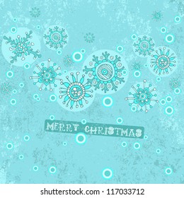 Merry Christmas card with snowflakes