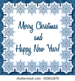 Merry Christmas card with snowflakes