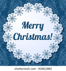 Merry Christmas card with snowflakes