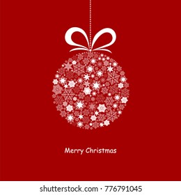 Merry Christmas card with with snowflakes in the form of a Christmas ball. Vector illustration