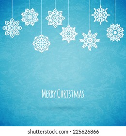 Merry christmas card with snowflakes, vector illustration