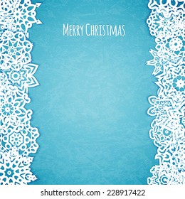 Merry christmas card with snowflakes, vector illustration