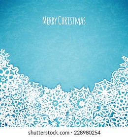 Merry christmas card with snowflakes, vector illustration