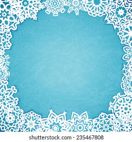 Merry christmas card with snowflakes, vector illustration
