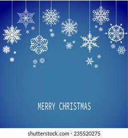 Merry christmas card with snowflakes, vector illustration - stock vector