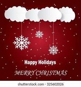 Merry christmas card with snowflakes, vector illustration