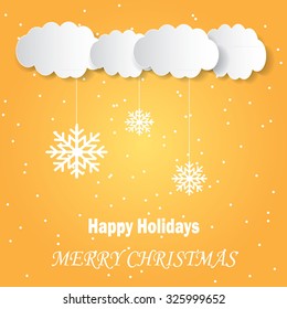 Merry christmas card with snowflakes, vector illustration