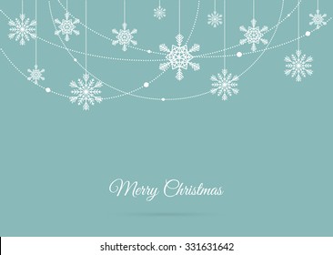 Merry christmas card with snowflakes, vector illustration